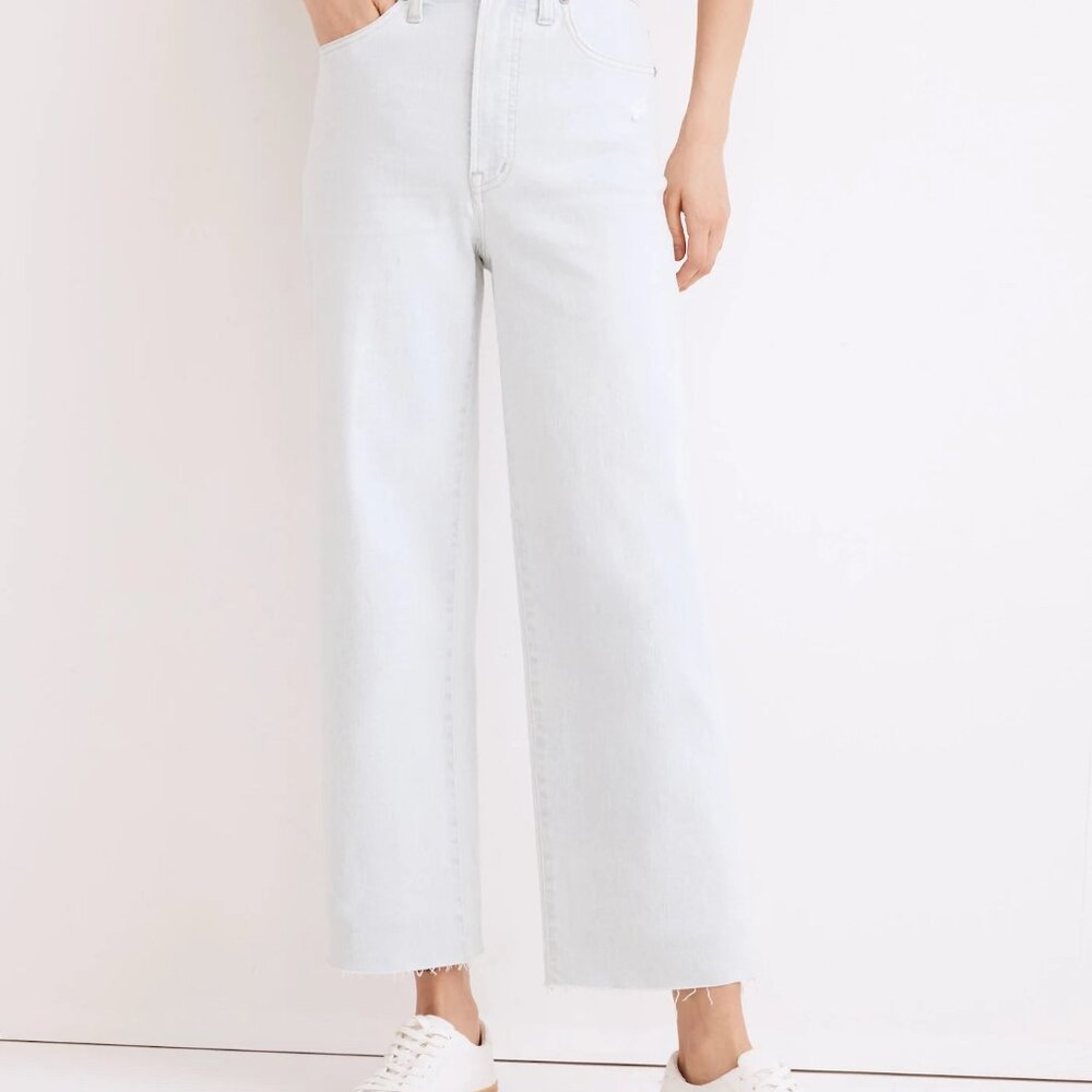 Perfect vintage wide-leg crop jeans in bosworth wash, destructed, size 25